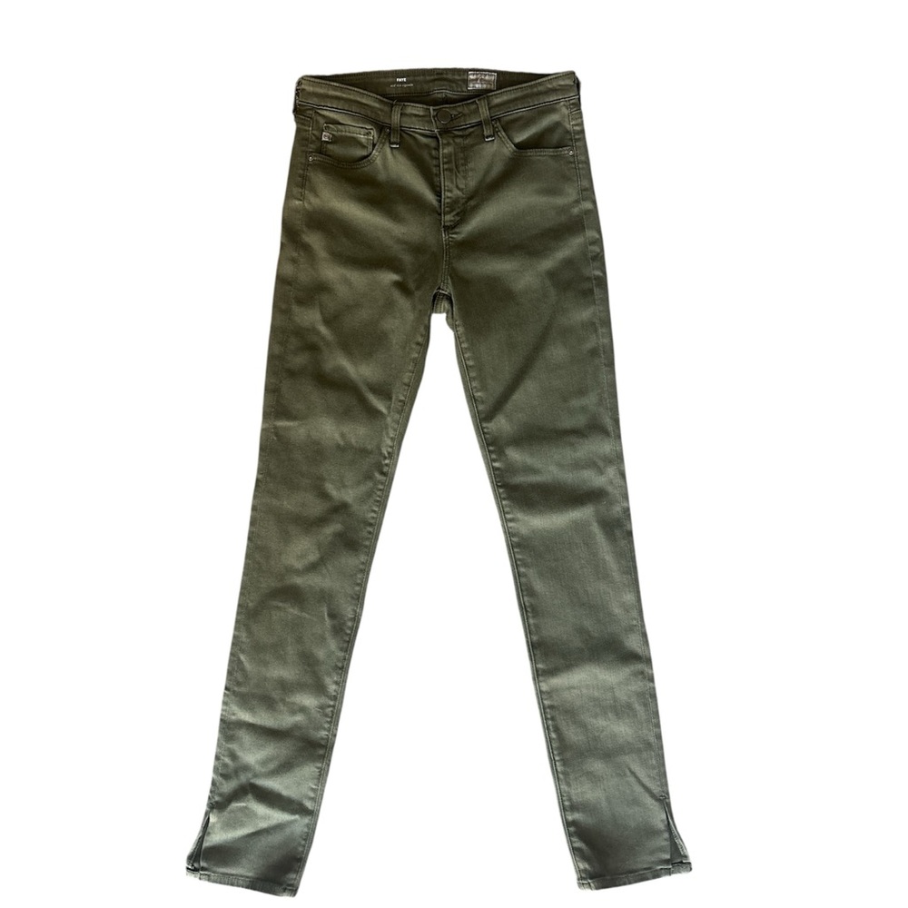 Ag Adriano Goldschmied Faye Mid-Rise Cigarette Olive Green Skinny Jeans, Size 26